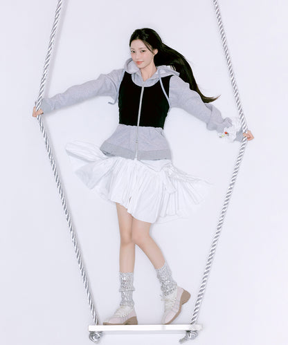 รองเท้าผ้าใบ X ILLIT BLISS HEELS LACEUP SNEAKERS - WHITE