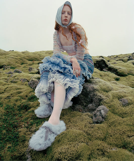 รองเท้าเปิดส้น X SUSAN FANG FURRY MULE - BLUE