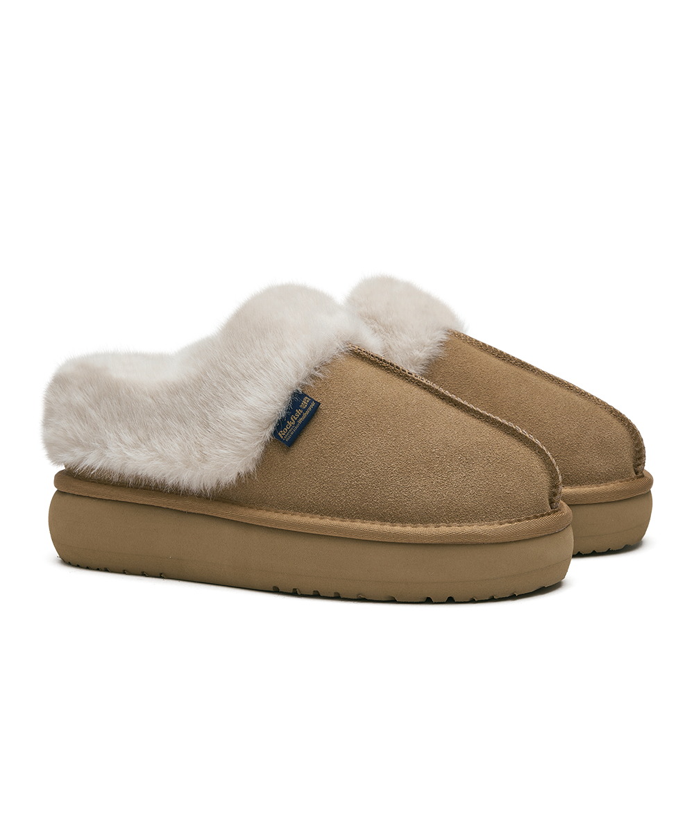 รองเท้าเปิดส้น CLOUDY FLATFORM FUR MULE - CHESTNUT