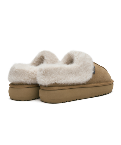 รองเท้าเปิดส้น CLOUDY FLATFORM FUR MULE - CHESTNUT
