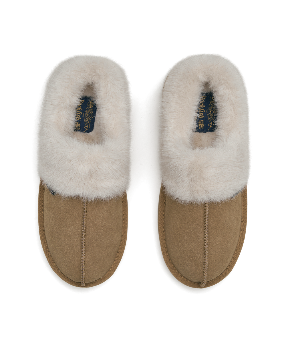 รองเท้าเปิดส้น CLOUDY FLATFORM FUR MULE - CHESTNUT