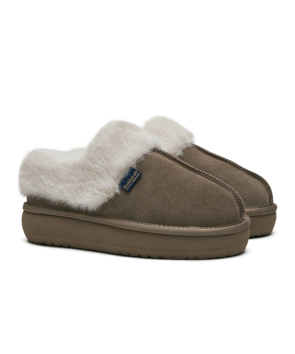 รองเท้าเปิดส้น CLOUDY FLATFORM FUR MULE - COCOA