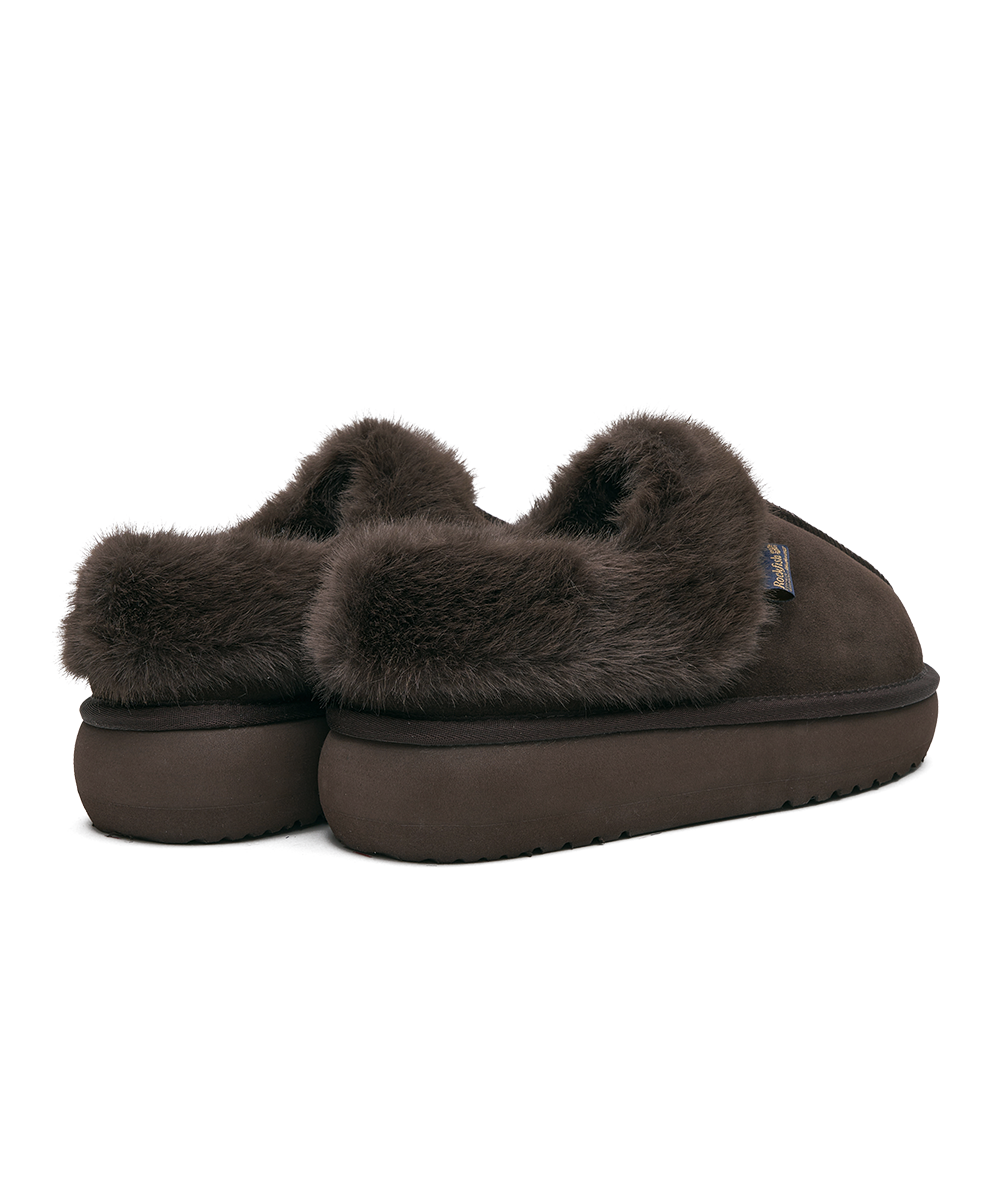 รองเท้าเปิดส้น CLOUDY FLATFORM FUR MULE - CHOCO