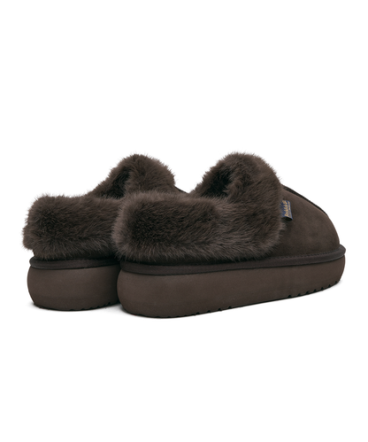 รองเท้าเปิดส้น CLOUDY FLATFORM FUR MULE - CHOCO