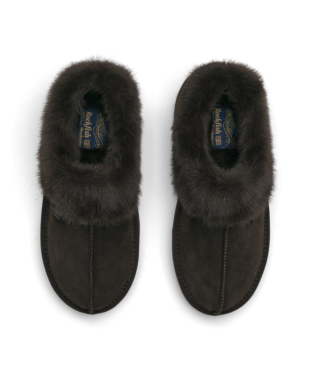 รองเท้าเปิดส้น CLOUDY FLATFORM FUR MULE - CHOCO