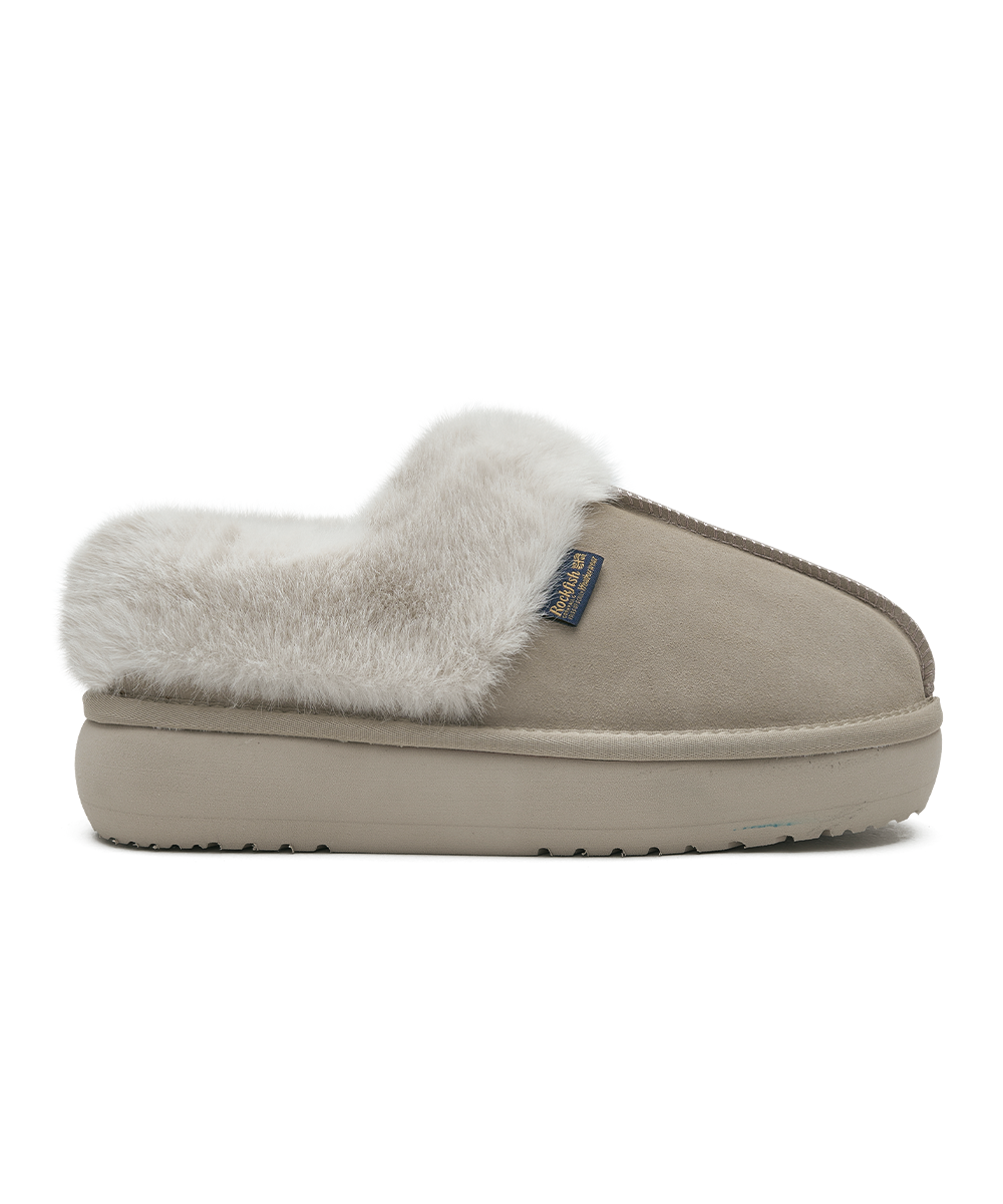 รองเท้าเปิดส้น CLOUDY FLATFORM FUR MULE - SAND