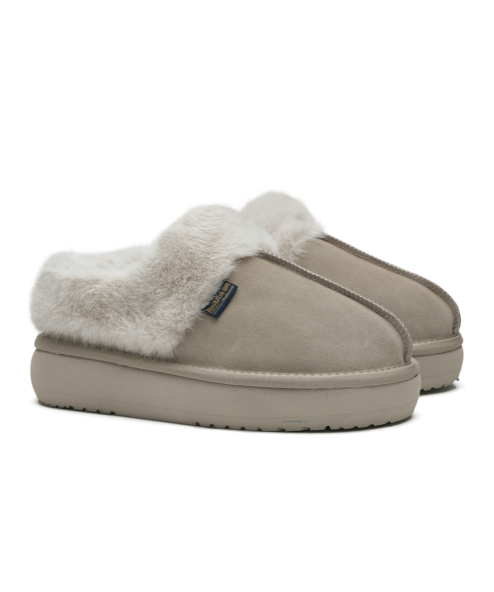 รองเท้าเปิดส้น CLOUDY FLATFORM FUR MULE - SAND