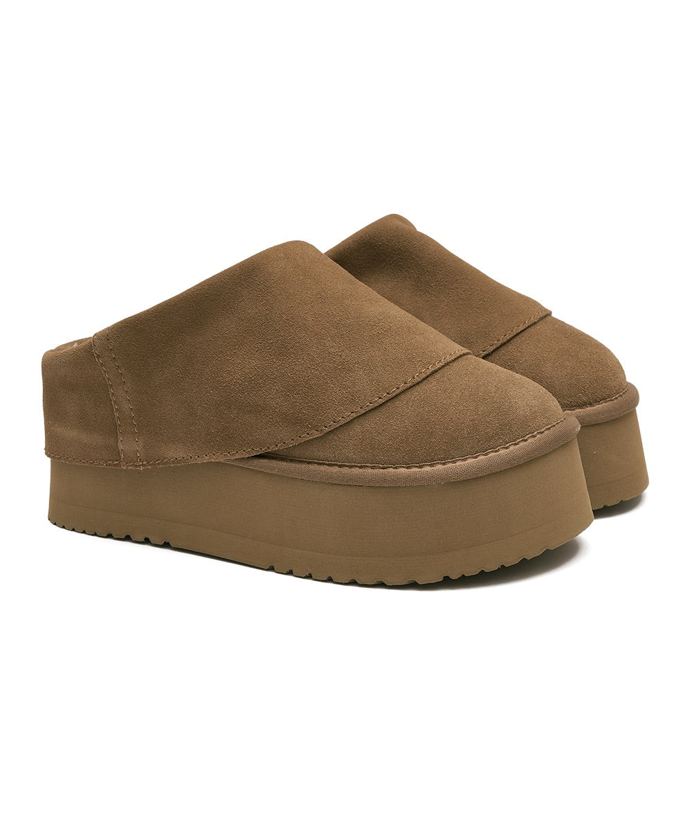 รองเท้าเปิดส้น MAXI FOLDED MULE - CHESTNUT