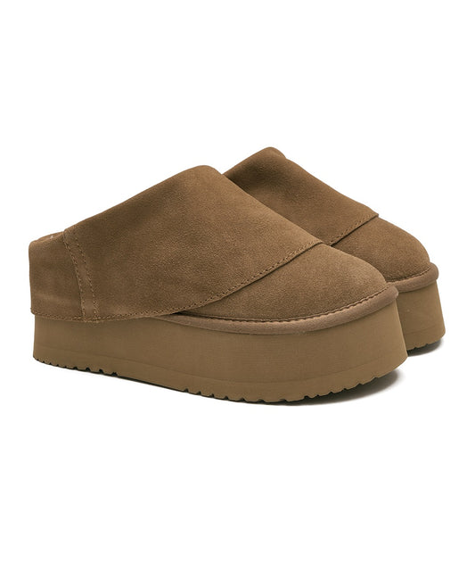 รองเท้าเปิดส้น MAXI FOLDED MULE - CHESTNUT