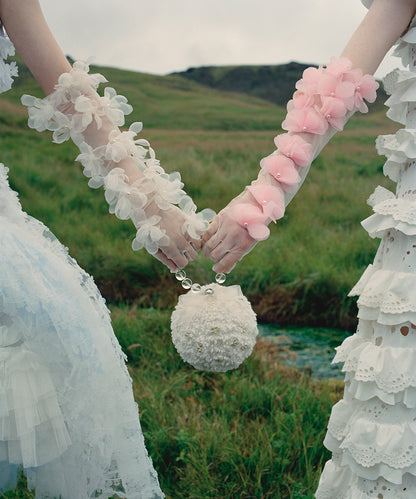 X SUSAN FANG FURRY BUBBLE BOW BAG - WHITE