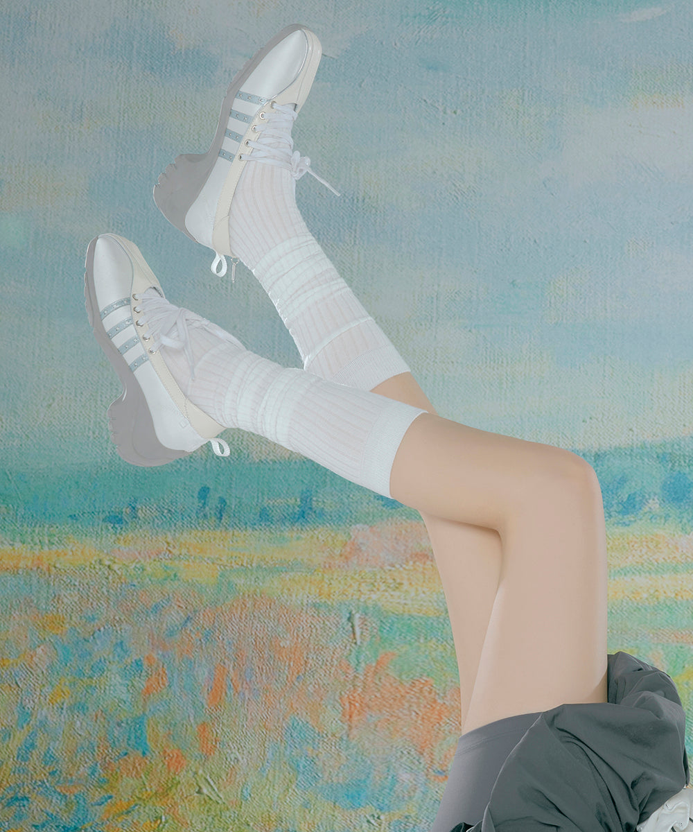 รองเท้าผ้าใบ X ILLIT BLISS HEELS LACEUP SNEAKERS - WHITE