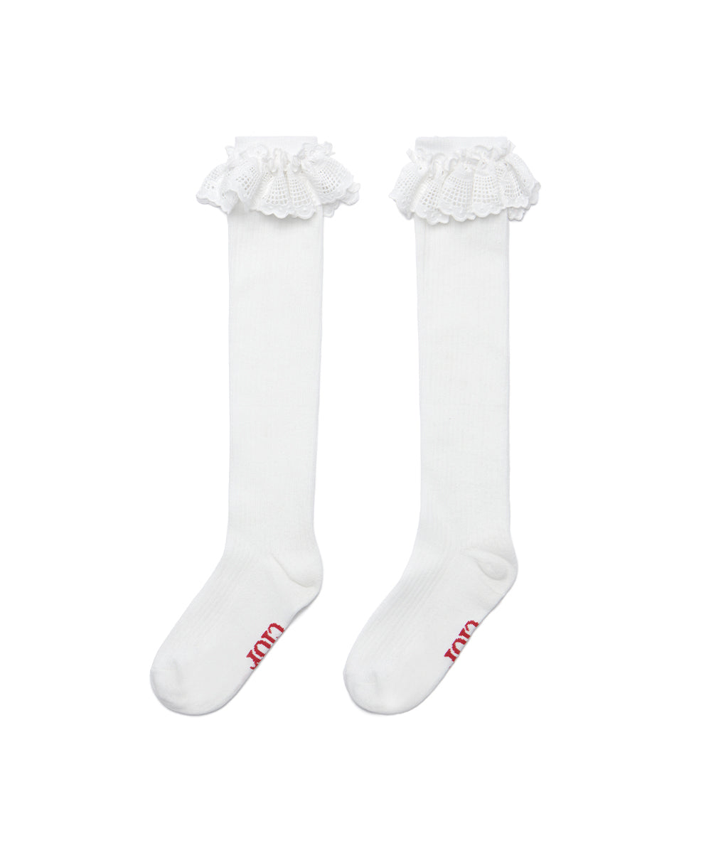 ถุงเท้า FRILLY LACE MID - WHITE