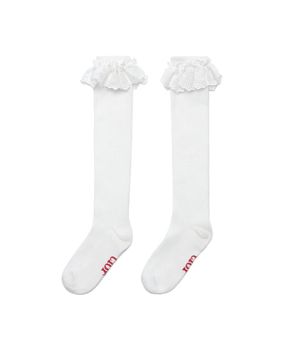 ถุงเท้า FRILLY LACE MID - WHITE