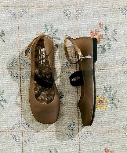 รองเท้าเจลลี่ GLAIR BANDING FLAT - MATT BROWN