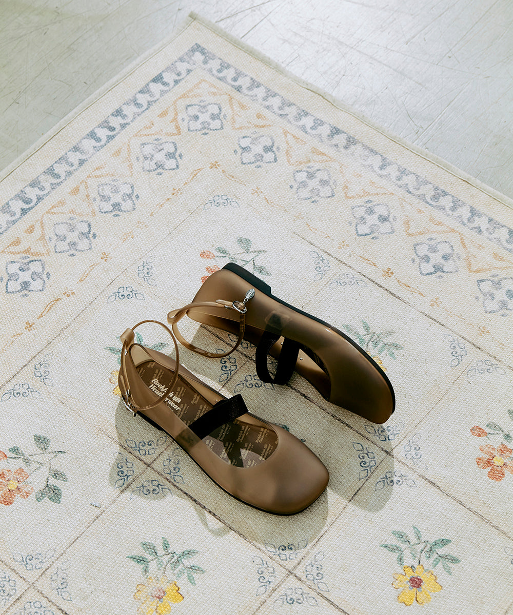 รองเท้าเจลลี่ GLAIR BANDING FLAT - MATT BROWN
