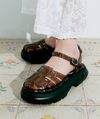 รองเท้าเจลลี่ GLAIR FLATFORM FISHERMAN SANDALS - CLEAR BLACK