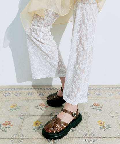 รองเท้าเจลลี่ GLAIR FLATFORM FISHERMAN SANDALS - CLEAR BLACK