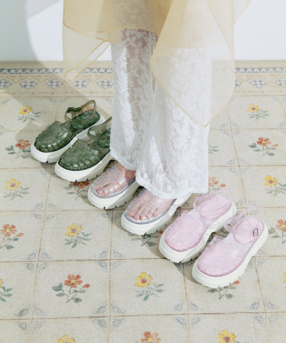 รองเท้าเจลลี่ GLAIR FLATFORM FISHERMAN SANDALS - CLEAR GREEN GLITTER