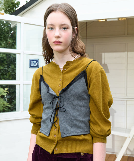 เสื้อคาร์ดิแกน CLASSIC WOOL CARDIGAN - OLIVE