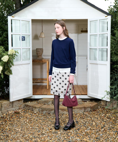 เสื้อสเวตเตอร์ LAYERED PULLOVER - NAVY/IVORY