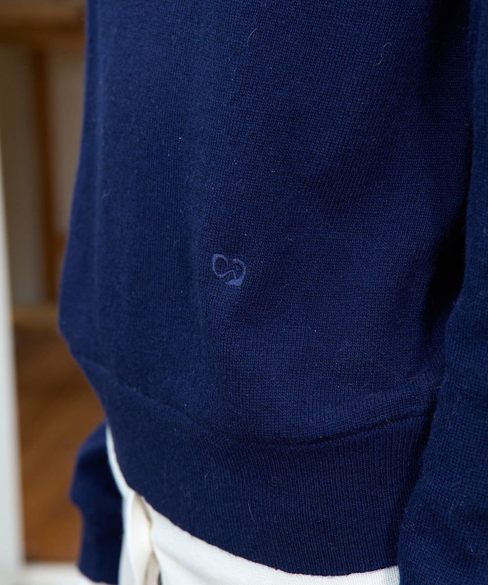 เสื้อสเวตเตอร์ LAYERED PULLOVER - NAVY/IVORY