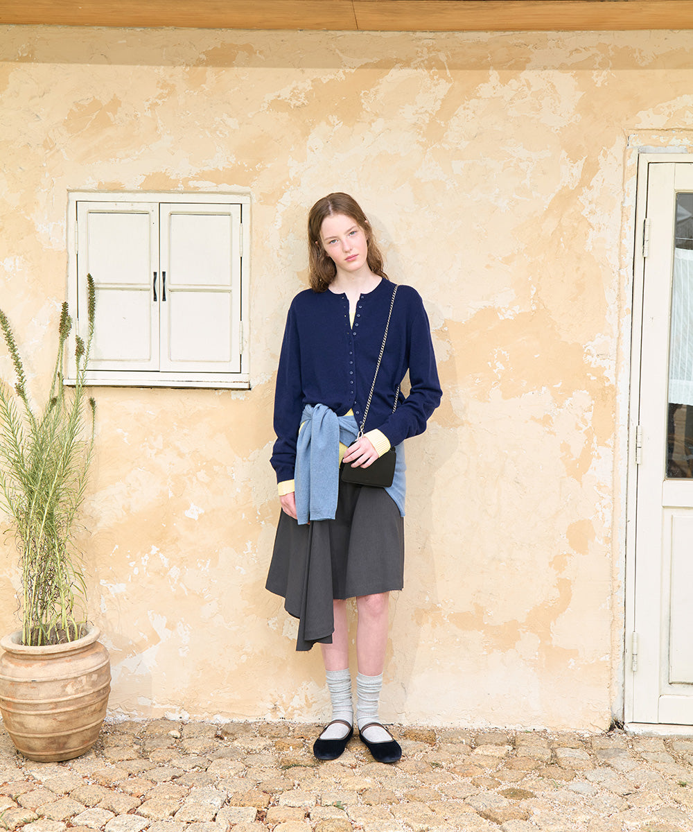 เสื้อคาร์ดิแกน CLASSIC WOOL CARDIGAN - NAVY