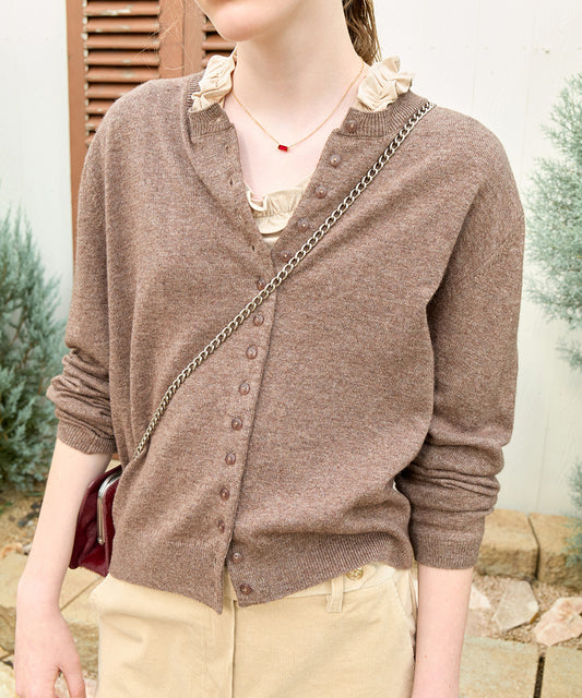 เสื้อคาร์ดิแกน CLASSIC WOOL CARDIGAN - BROWN