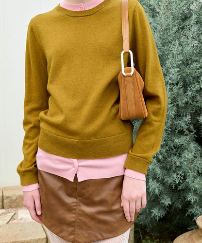 เสื้อสเวตเตอร์ LAYERED PULLOVER - OLIVE/PINK