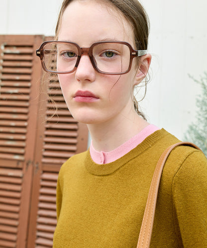 เสื้อสเวตเตอร์ LAYERED PULLOVER - OLIVE/PINK