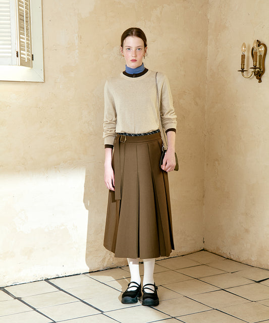 กระโปรงพลีท PLEATS SKIRT - BROWN