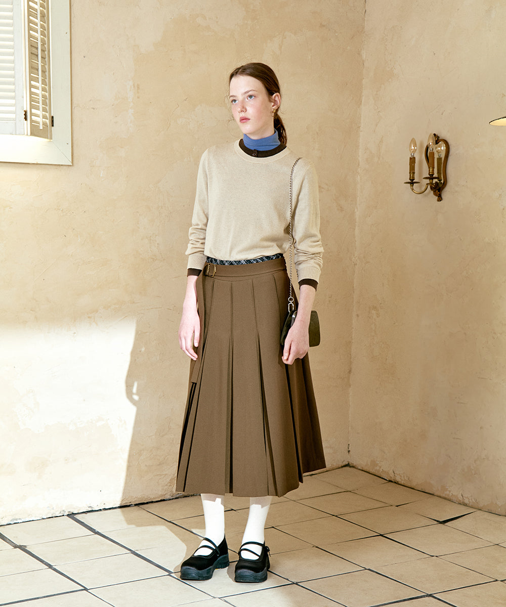 กระโปรงพลีท PLEATS SKIRT - BROWN
