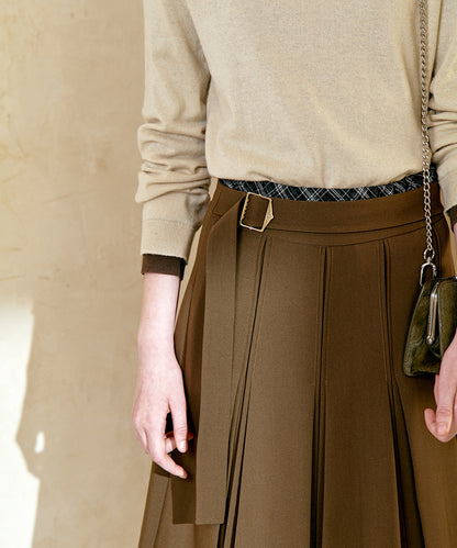 กระโปรงพลีท PLEATS SKIRT - BROWN
