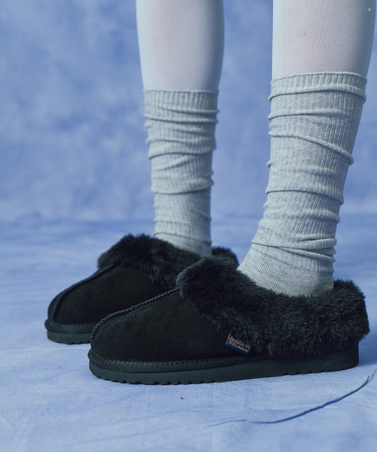 รองเท้าเปิดส้น WINTER FUR MULE - BLACK