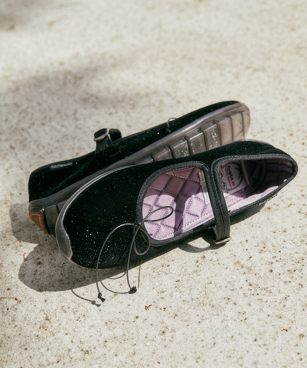 รองเท้าแมรี่เจน BELLA MARYJANES(PEBBLE SOLE) - GLITTER BLACK