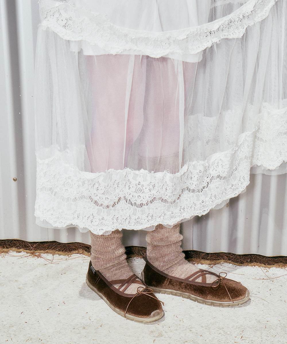 รองเท้าแมรี่เจน BELLA CROSS BANDING FLATS(PEBBLE SOLE) - BROWN