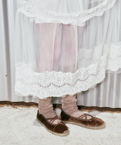 รองเท้าแมรี่เจน BELLA CROSS BANDING FLATS(PEBBLE SOLE) - BROWN