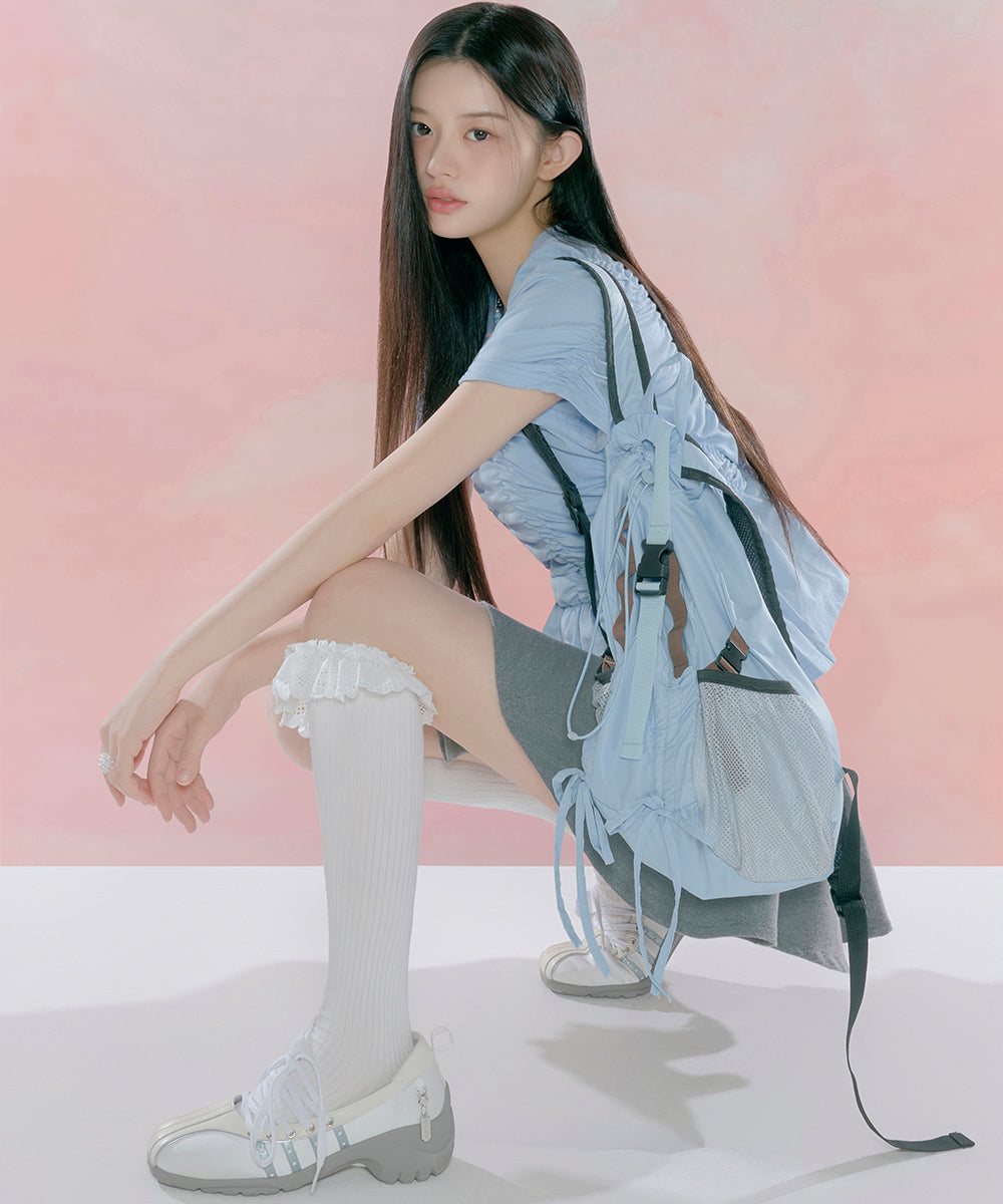 รองเท้าผ้าใบ X ILLIT BLISS HEELS LACEUP SNEAKERS - WHITE