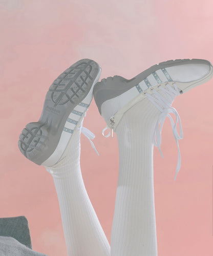 รองเท้าผ้าใบ X ILLIT BLISS HEELS LACEUP SNEAKERS - WHITE