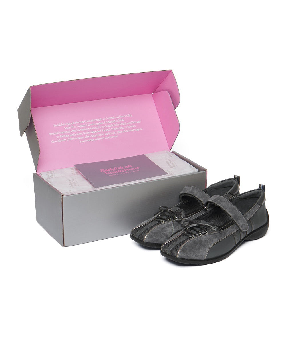 รองเท้าผ้าใบ BLISS VELCRO SNEAKERS - CHARCOAL