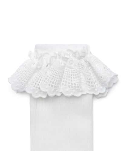 ถุงเท้า FRILLY LACE MID - WHITE