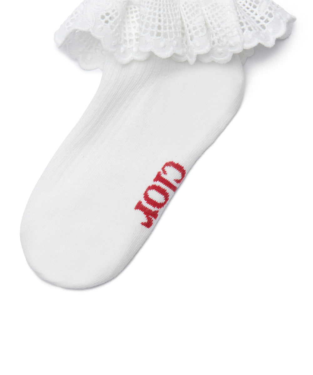ถุงเท้า FRILLY LACE SHORT SOCKS - WHITE