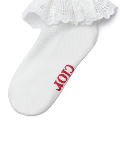 ถุงเท้า FRILLY LACE SHORT SOCKS - WHITE