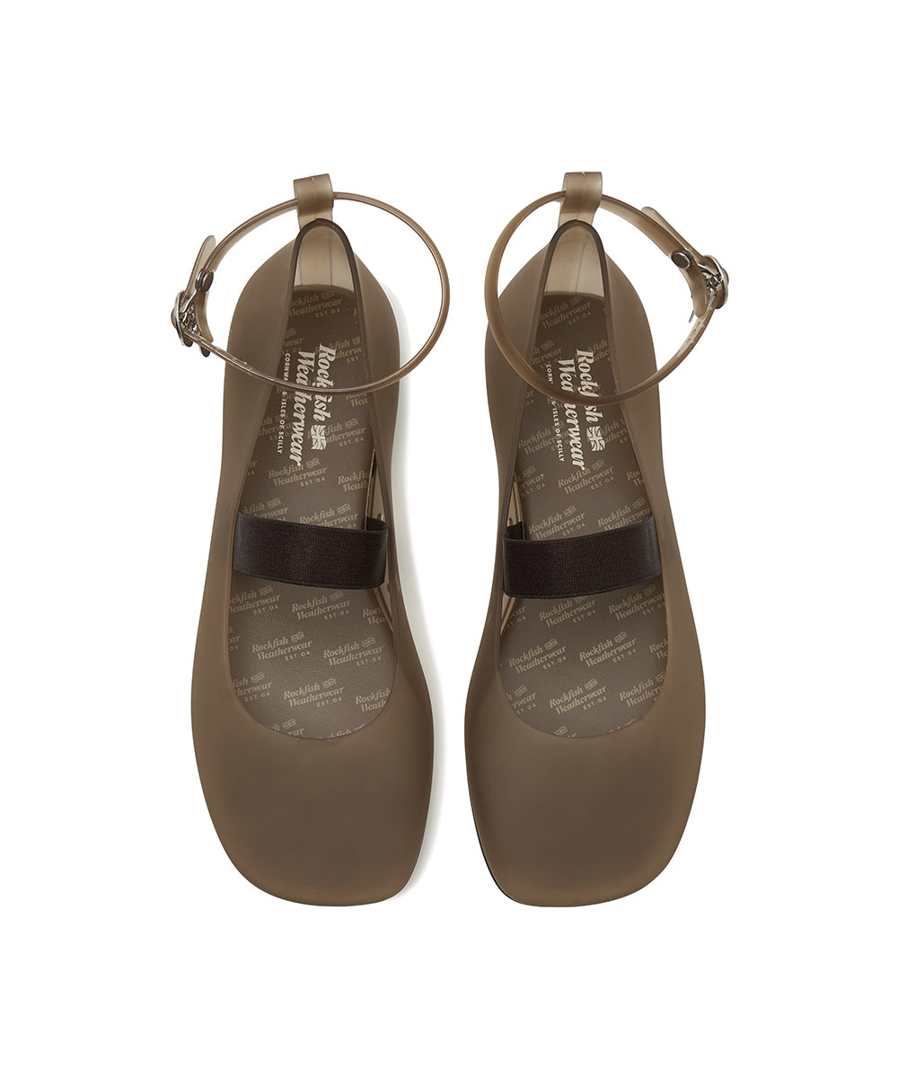 รองเท้าเจลลี่ GLAIR BANDING FLAT - MATT BROWN