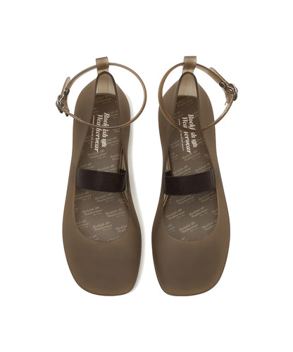 รองเท้าเจลลี่ GLAIR BANDING FLAT - MATT BROWN