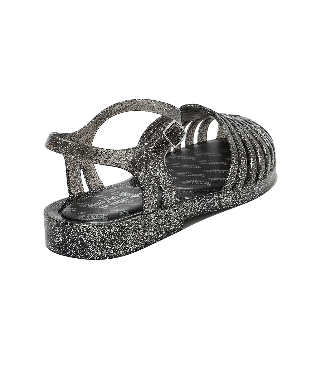 รองเท้าเจลลี่ GLAIR STRAPPY SANDALS - BLACK GLITTER