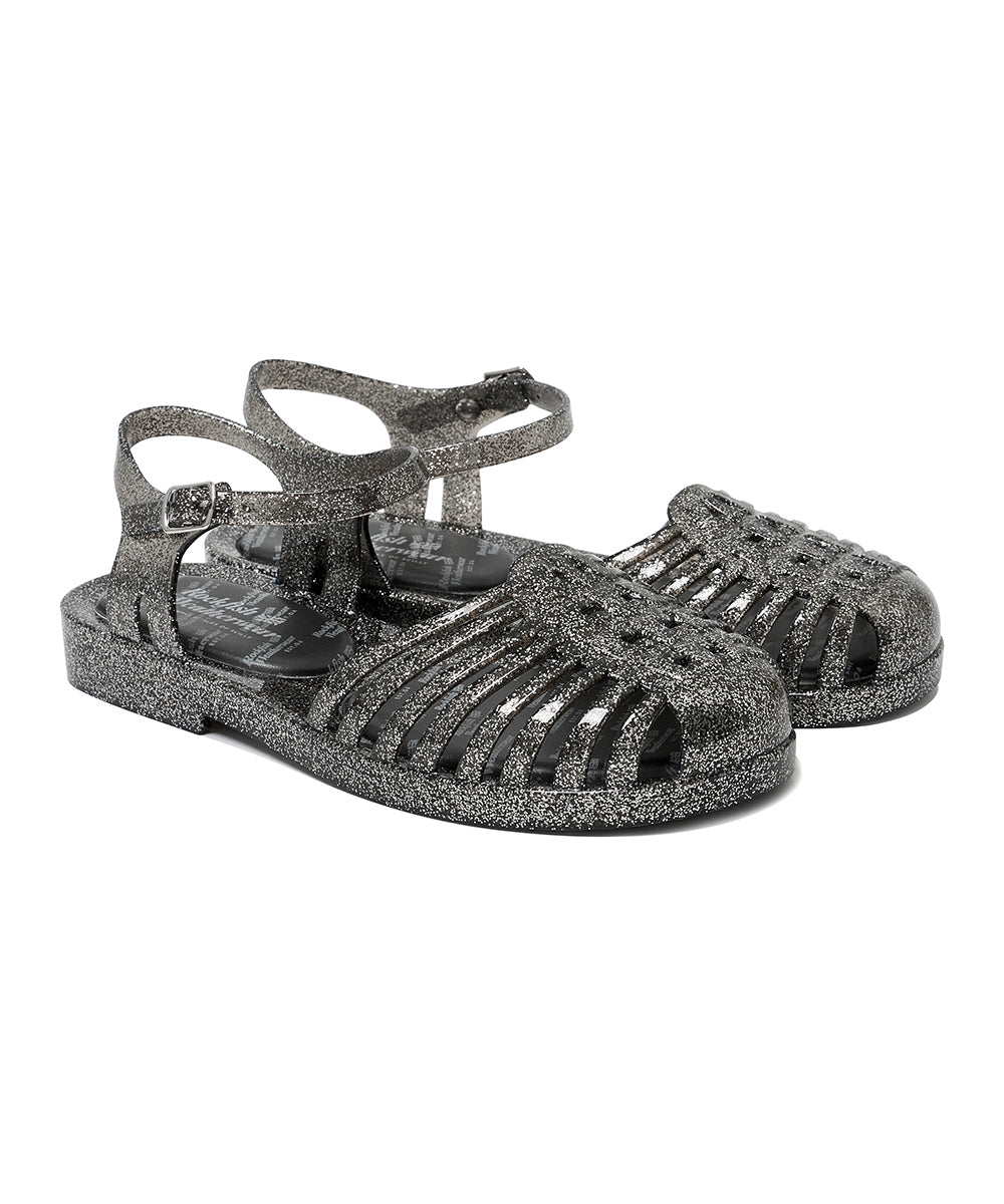 รองเท้าเจลลี่ GLAIR STRAPPY SANDALS - BLACK GLITTER