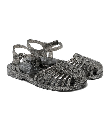 รองเท้าเจลลี่ GLAIR STRAPPY SANDALS - BLACK GLITTER