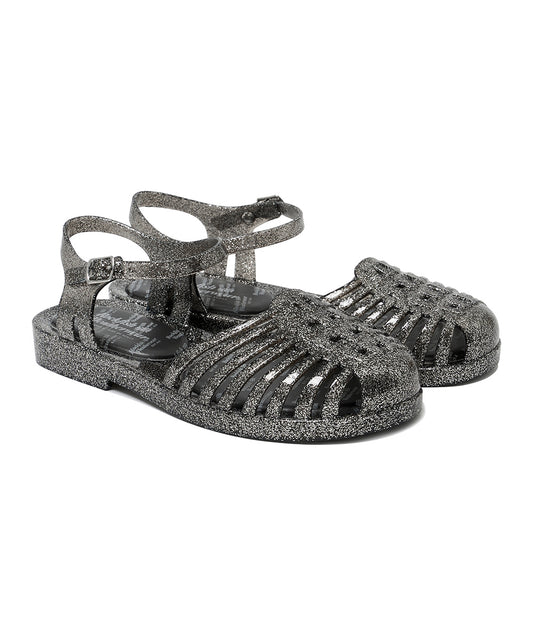 รองเท้าเจลลี่ GLAIR STRAPPY SANDALS - BLACK GLITTER