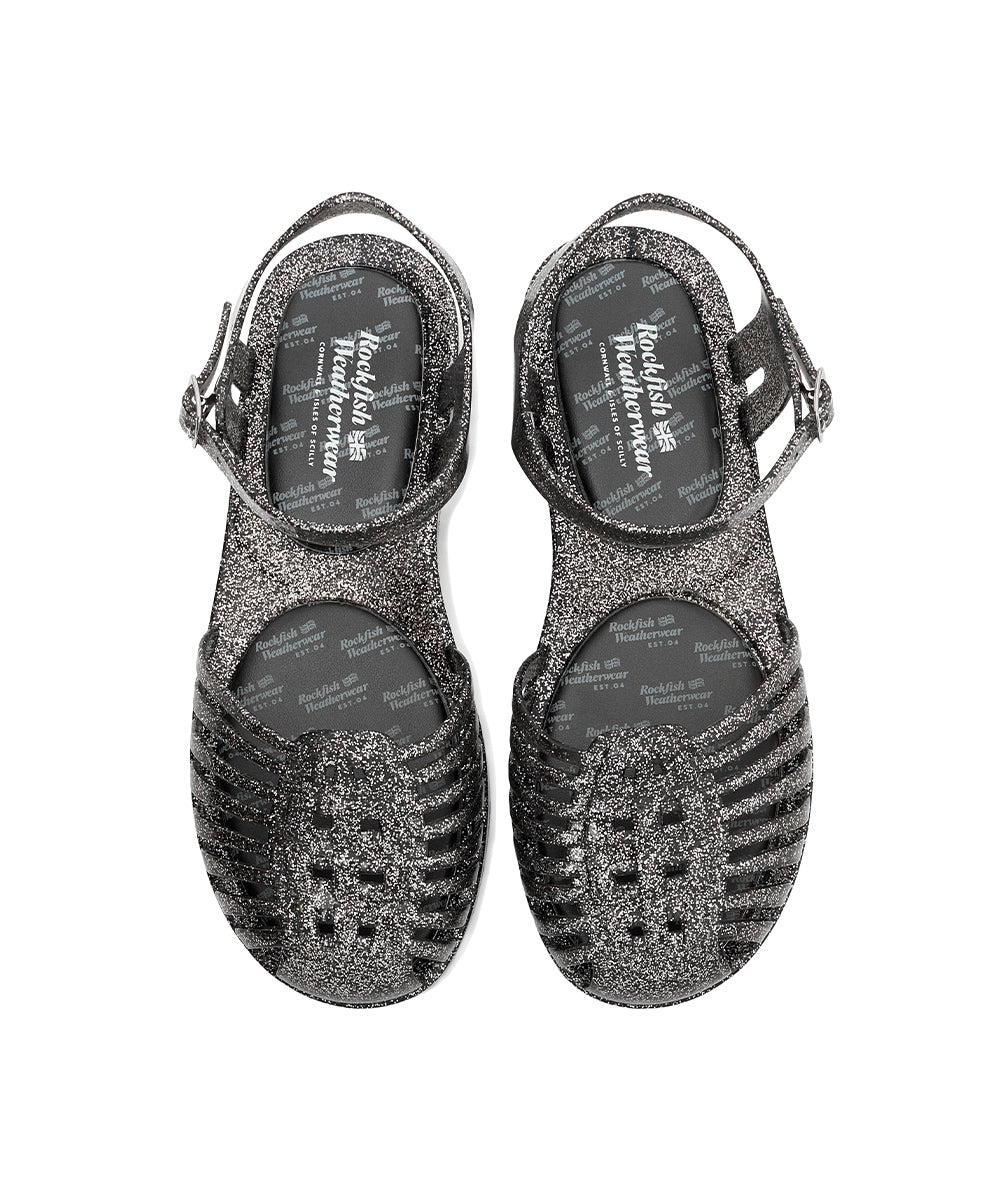 รองเท้าเจลลี่ GLAIR STRAPPY SANDALS - BLACK GLITTER