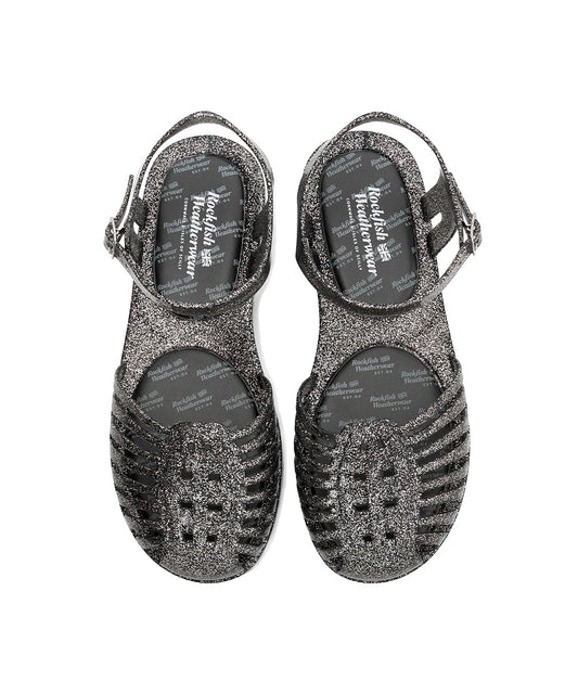 รองเท้าเจลลี่ GLAIR STRAPPY SANDALS - BLACK GLITTER